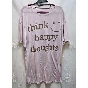Grayson Social Sleepwear Women Medium Pink Shirt Loungewear Happy Thoughts Smile